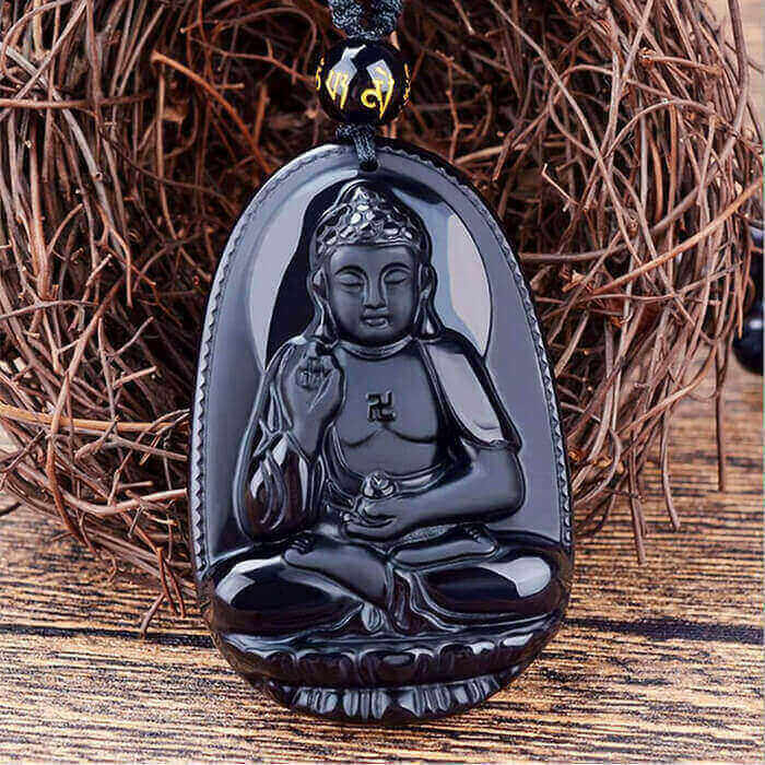 Black Obsidian Buddha Necklace for Protection - Necklace - Inner Wisdom Store
