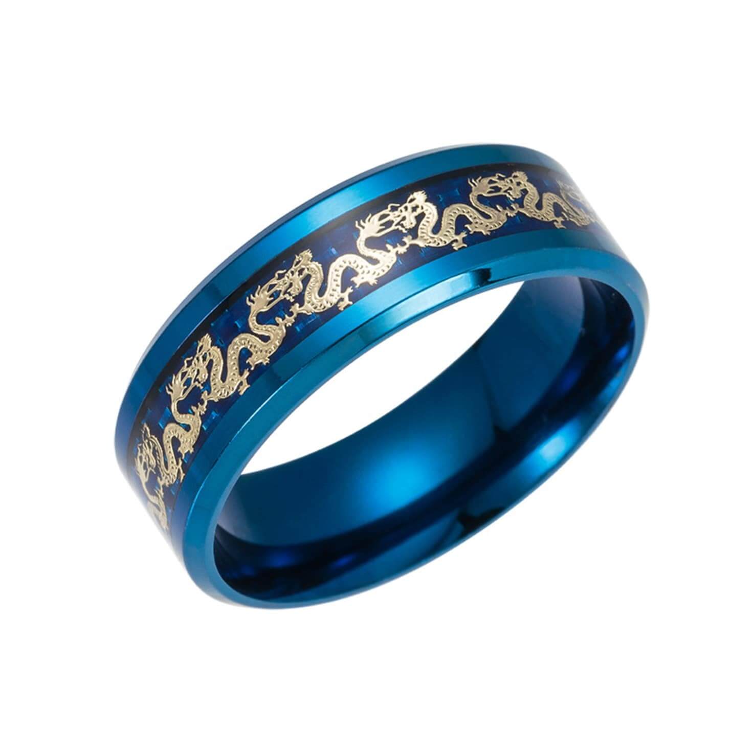 Lucky Chinese Dragon Inlay Ring - Ring - Inner Wisdom Store