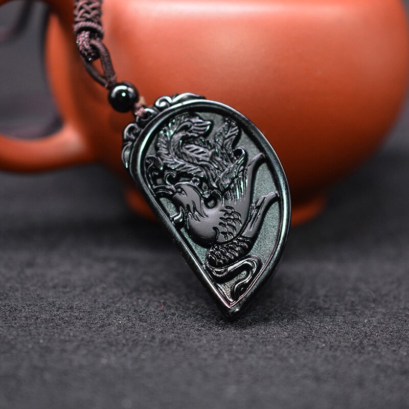 Dragon and Phoenix Obsidian Balancing Necklace - Necklace - Inner Wisdom Store