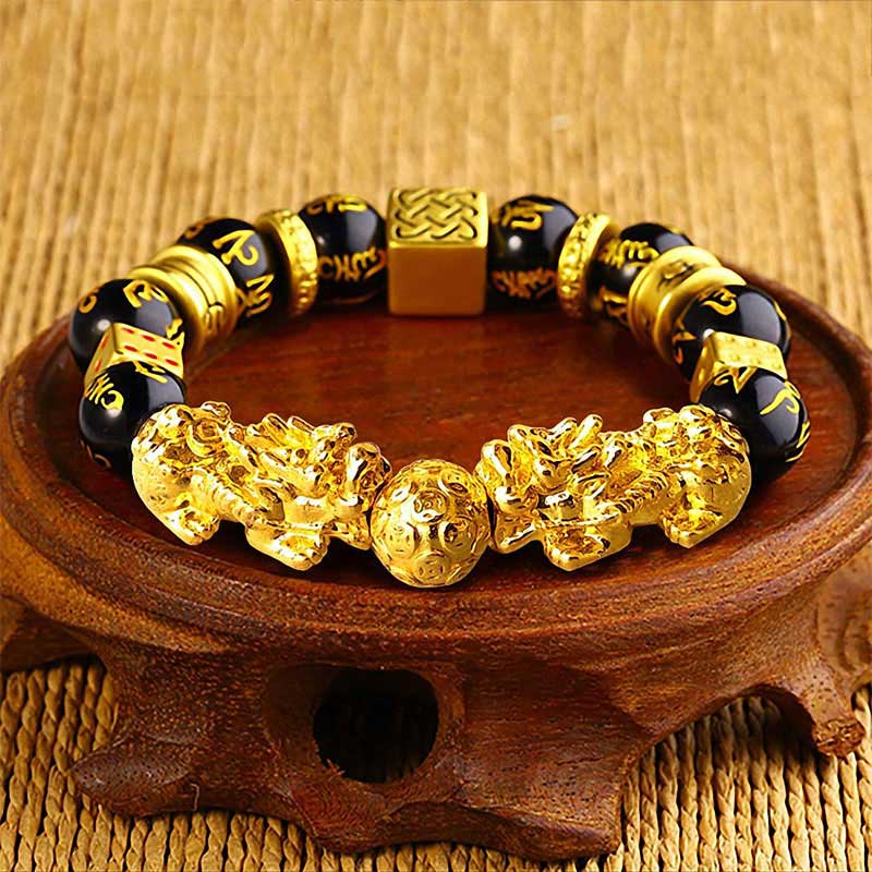 Gold-Plated Double Pixiu Wealth Bracelet - Bracelet - Inner Wisdom Store