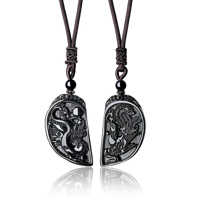 Dragon and Phoenix Obsidian Balancing Necklace - Necklace - Inner Wisdom Store