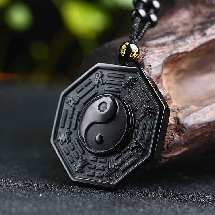 Yin and Yang Black Obsidian Positivity Necklace - Necklace - Inner Wisdom Store