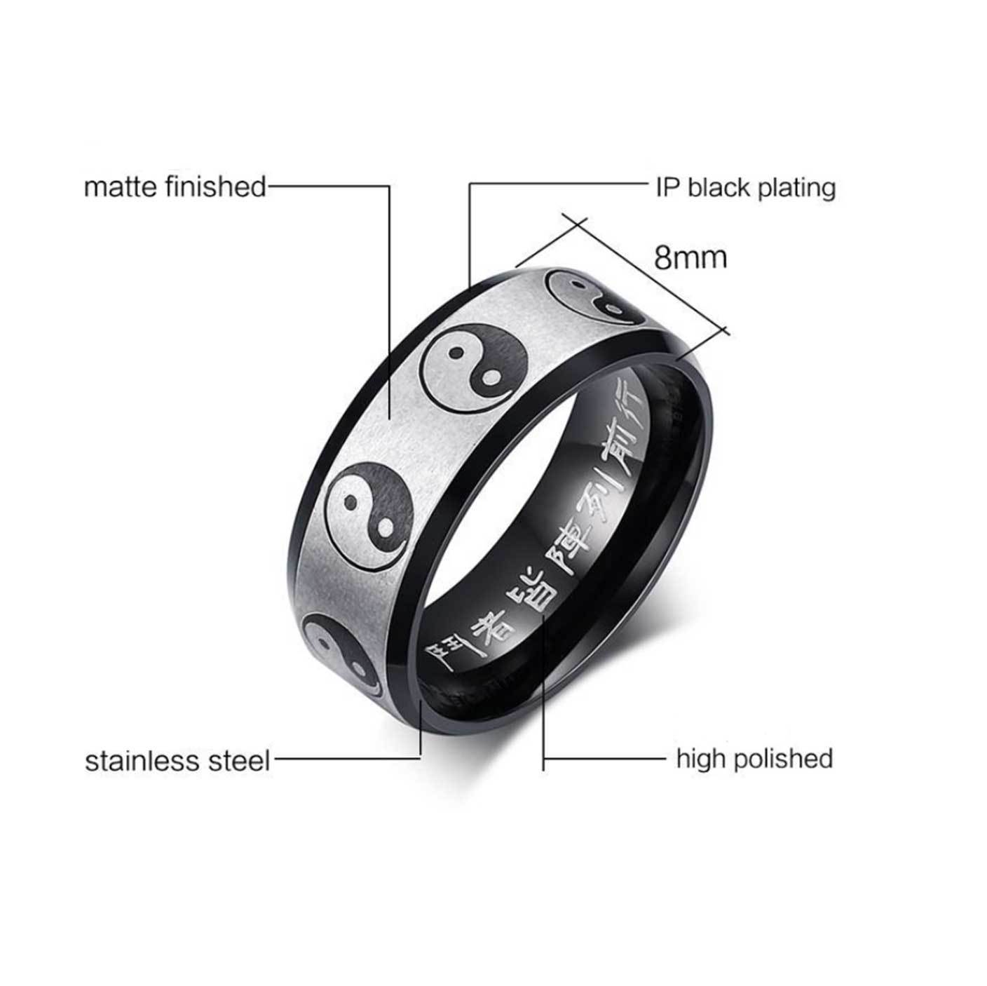 Custom Yin Yang Ring With Chinese Engravings - Ring - Inner Wisdom Store