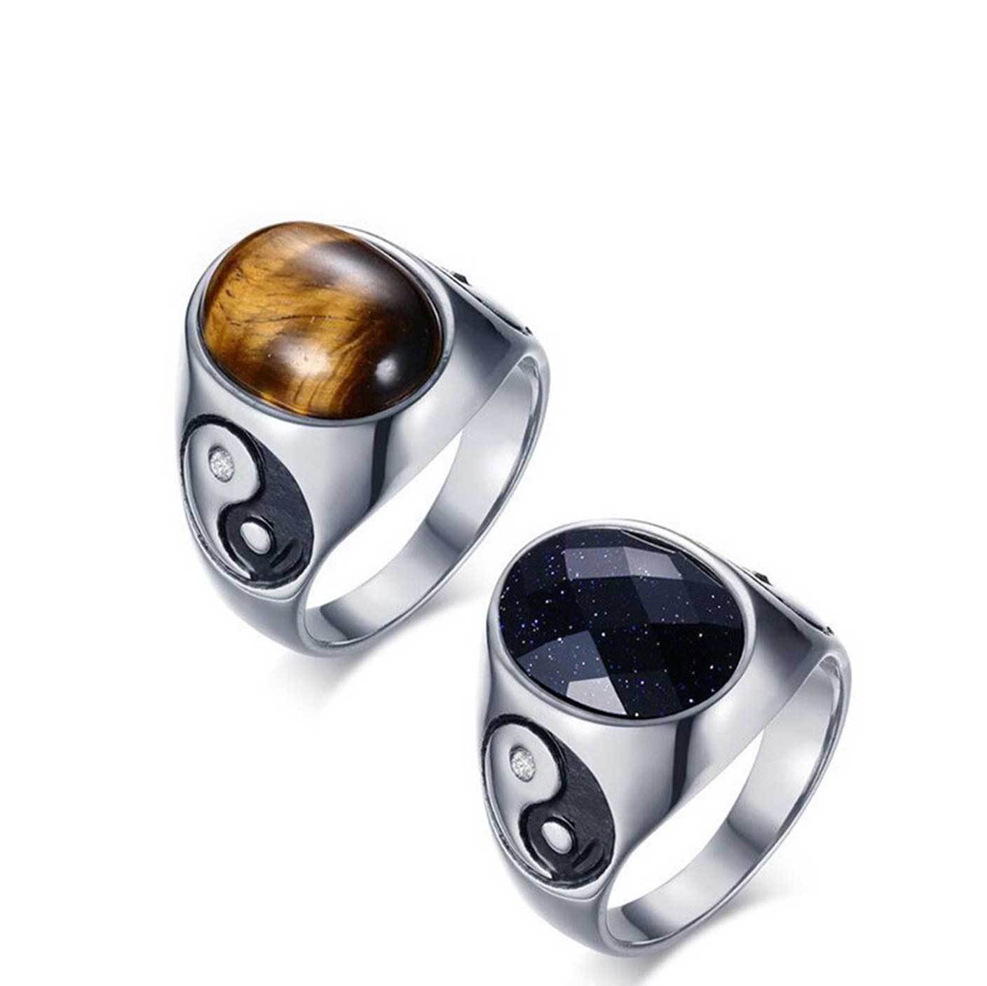 Natural Stone Yin Yang Positivity Ring - Ring - Inner Wisdom Store