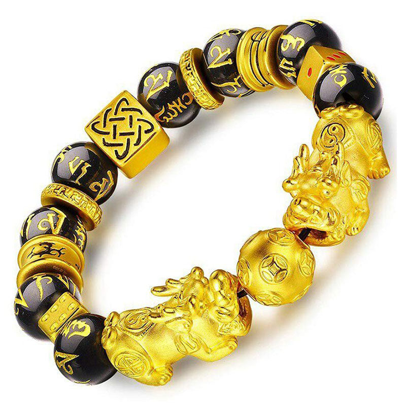 Gold-Plated Double Pixiu Wealth Bracelet - Bracelet - Inner Wisdom Store