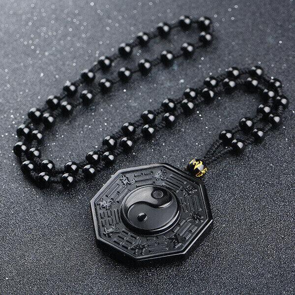 Yin and Yang Black Obsidian Positivity Necklace - Necklace - Inner Wisdom Store