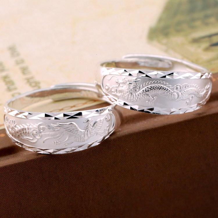 Silver Dragon Phoenix Couple Ring - Ring - Inner Wisdom Store