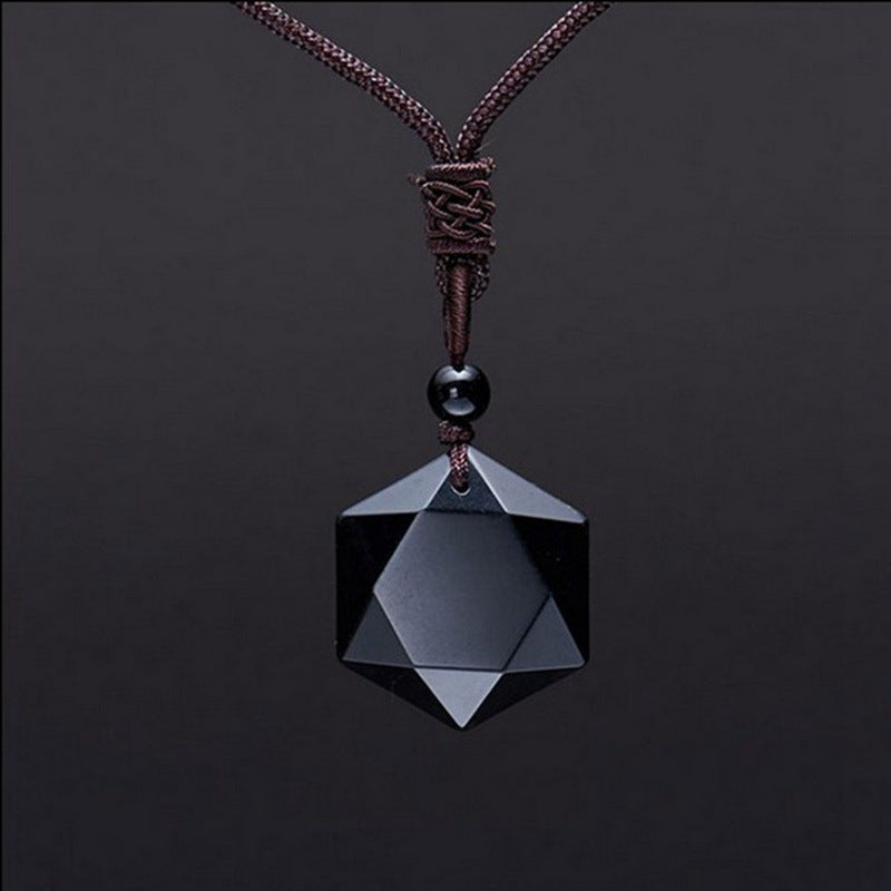 Six-Pointed Star Black Obsidian Protection Necklace - Necklace - Inner Wisdom Store