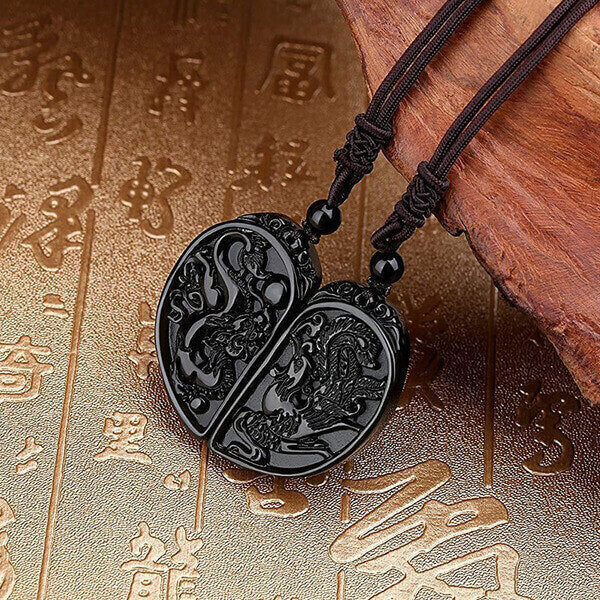 Dragon and Phoenix Obsidian Balancing Necklace - Necklace - Inner Wisdom Store