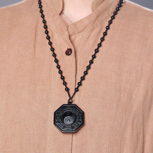 Yin and Yang Black Obsidian Positivity Necklace - Necklace - Inner Wisdom Store