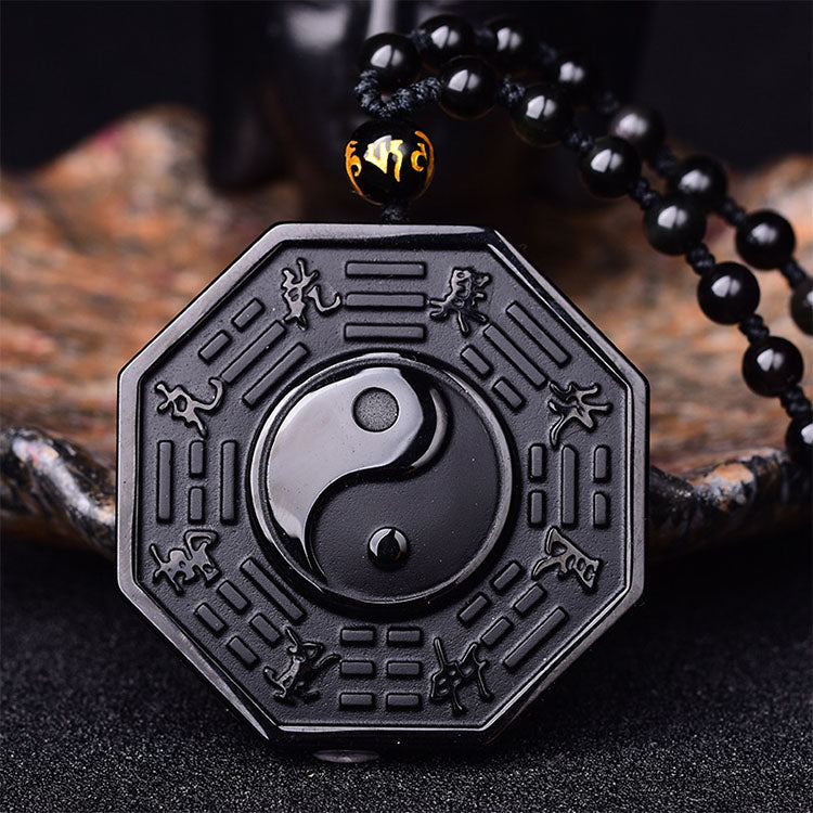 Yin and Yang Black Obsidian Positivity Necklace - Necklace - Inner Wisdom Store
