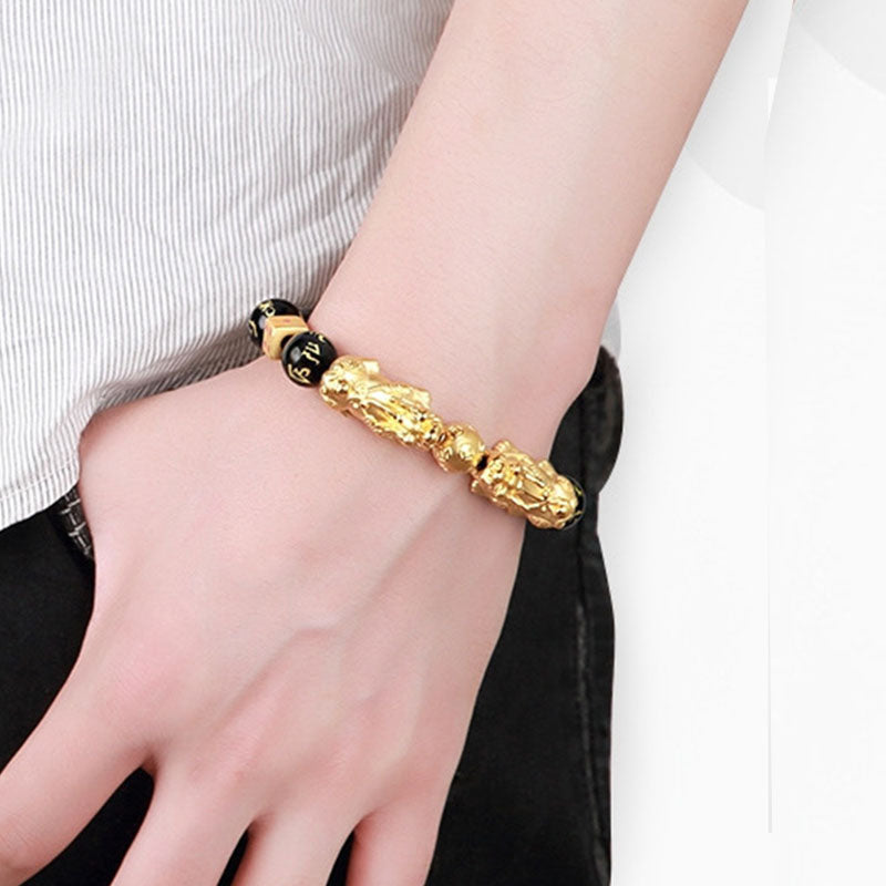 Gold-Plated Double Pixiu Wealth Bracelet - Bracelet - Inner Wisdom Store