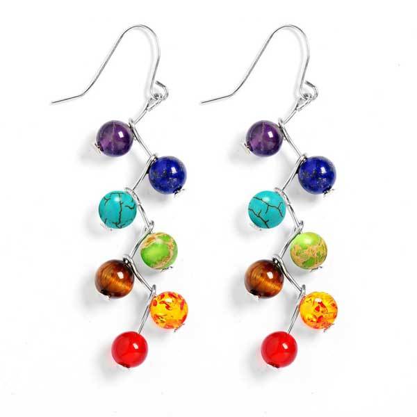 7 Chakra Natural Stone Earrings - Earring - Inner Wisdom Store