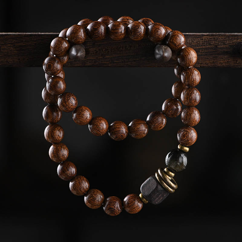 Gold Silk Sandalwood Mala Beads Bracelet - Innerwisdom Store display picture 3