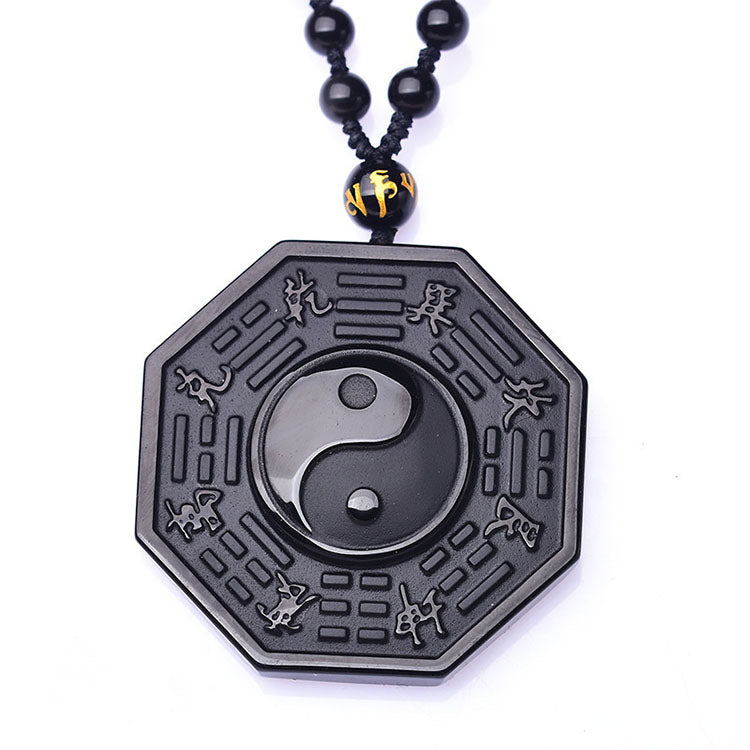 Yin and Yang Black Obsidian Positivity Necklace - Necklace - Inner Wisdom Store