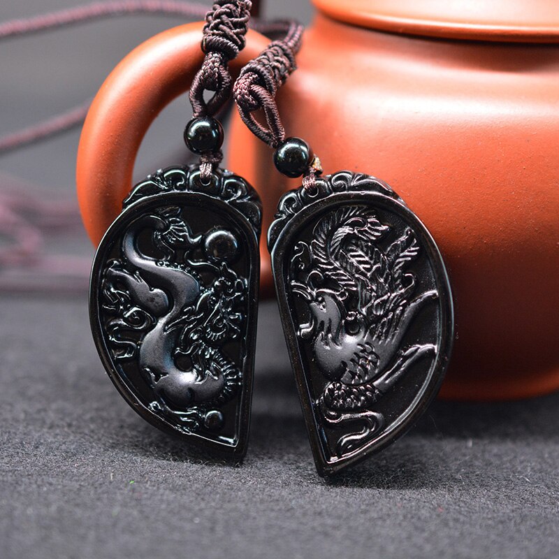 Dragon and Phoenix Obsidian Balancing Necklace - Necklace - Inner Wisdom Store