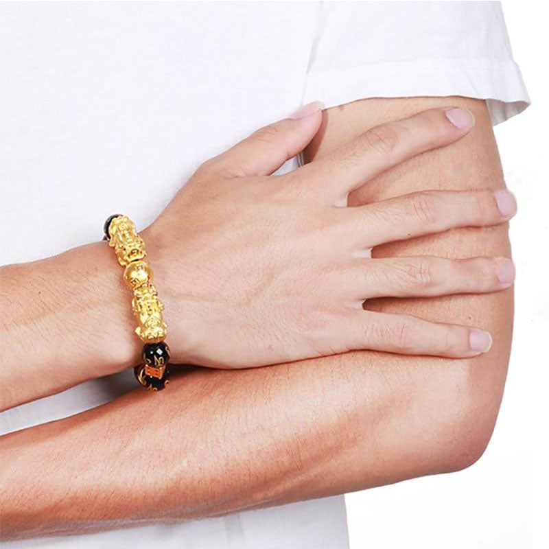 Gold-Plated Double Pixiu Wealth Bracelet - Bracelet - Inner Wisdom Store