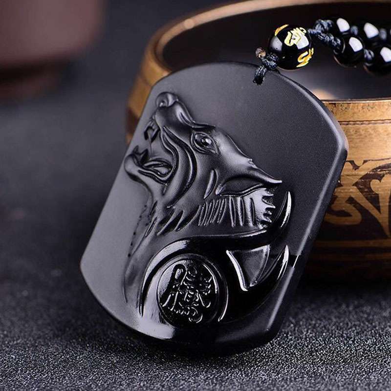Black Obsidian Wolf Pendant Necklace Inner Wisdom Store