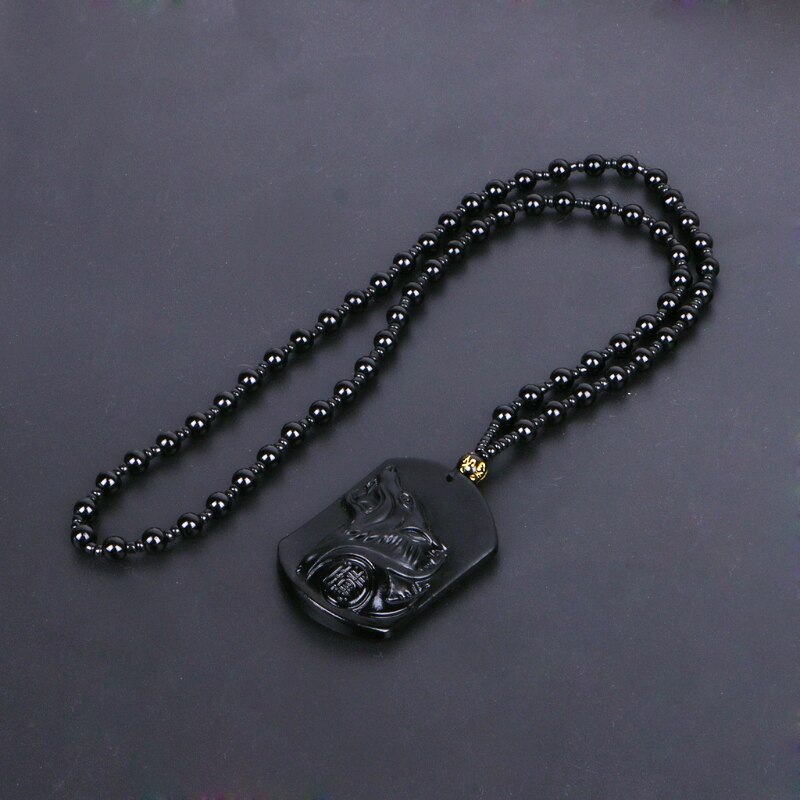 Black Obsidian Wolf Pendant Necklace - Necklace - Inner Wisdom Store