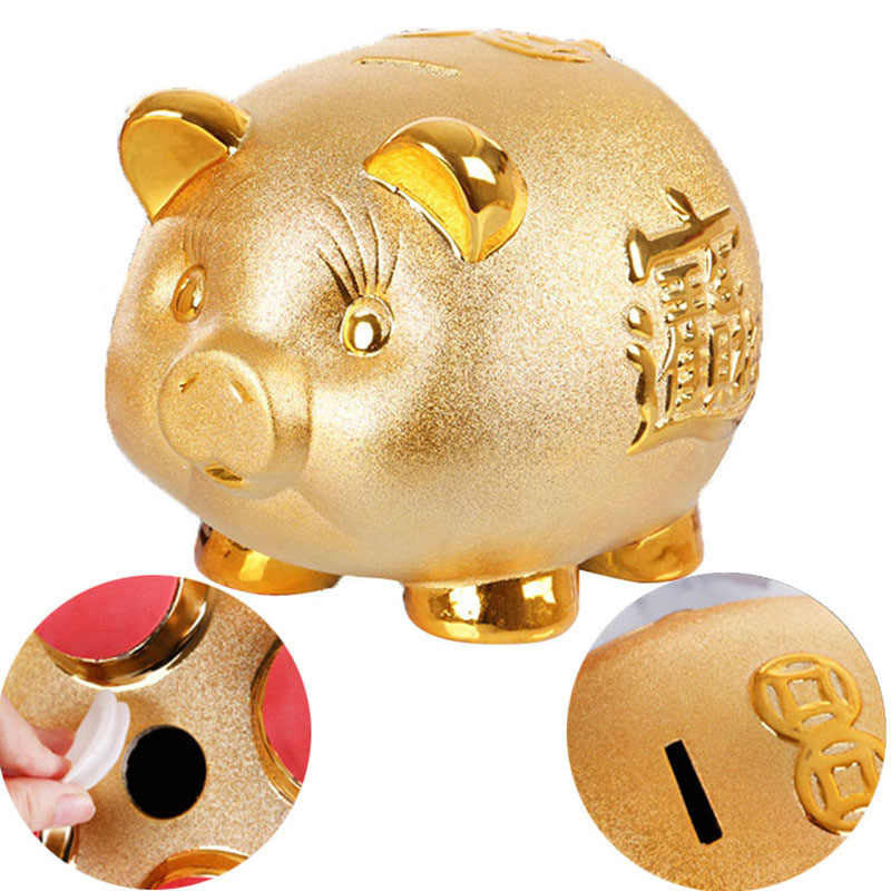 Ceramic Gold Chinese Piggy Bank - Home Decor - Inner Wisdom Store