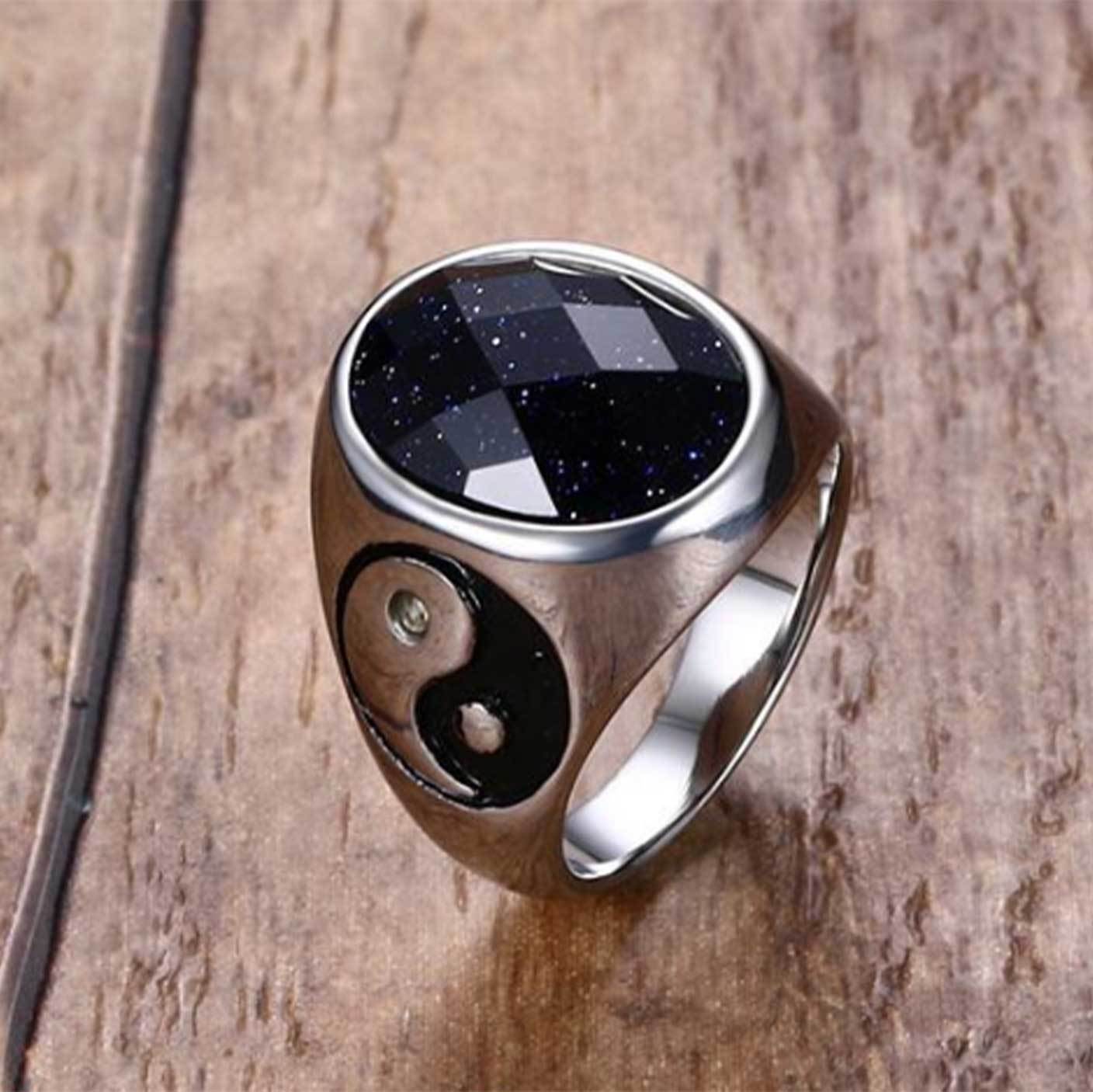 Natural Stone Yin Yang Positivity Ring - Ring - Inner Wisdom Store