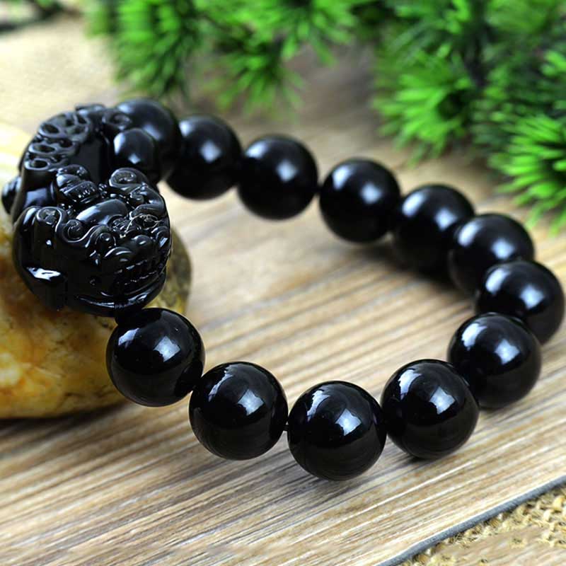 Obsidian Pixiu Bracelet Feng Shui Black Obsidian Wealth Necklace