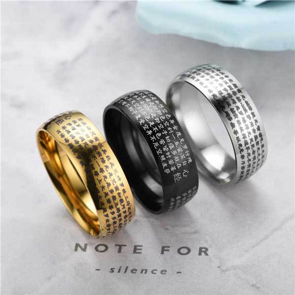 Heart Sutra Titanium Steel Ring - Ring - Inner Wisdom Store