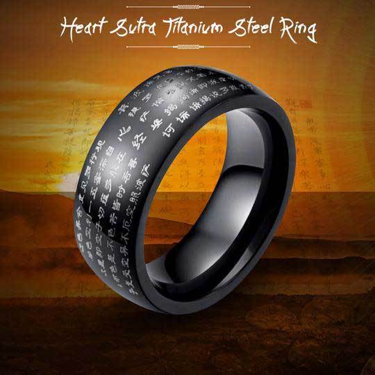 Heart Sutra Titanium Steel Ring - Ring - Inner Wisdom Store