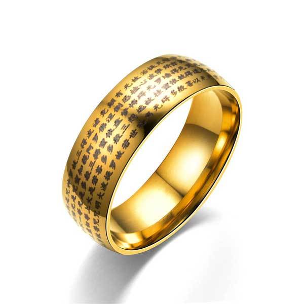 Heart Sutra Titanium Steel Ring - Ring - Inner Wisdom Store