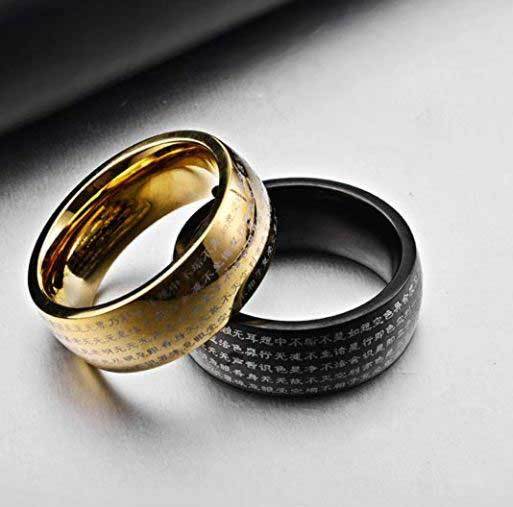 Heart Sutra Titanium Steel Ring - Ring - Inner Wisdom Store