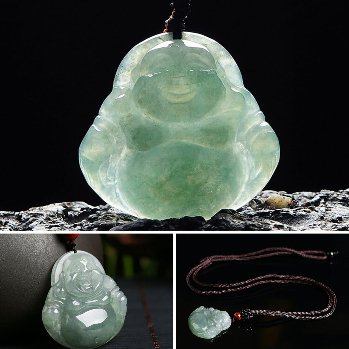 Jade Laughing Buddha Necklace - Necklace - Inner Wisdom Store