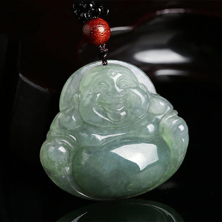 Jade laughing outlet buddha necklace