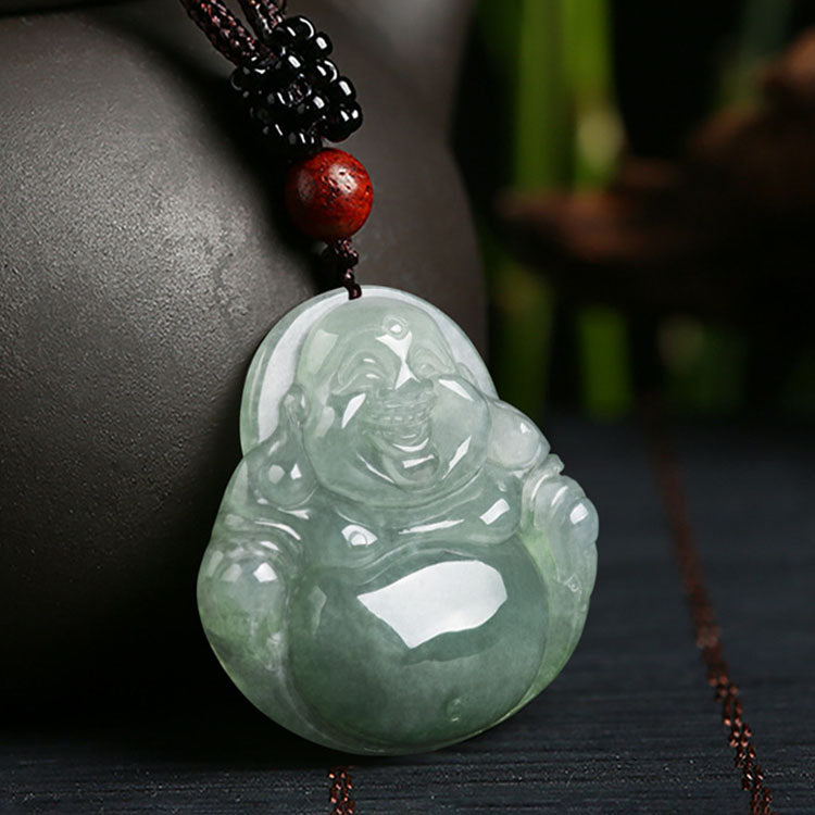 Jade Laughing Buddha Necklace - Necklace - Inner Wisdom Store