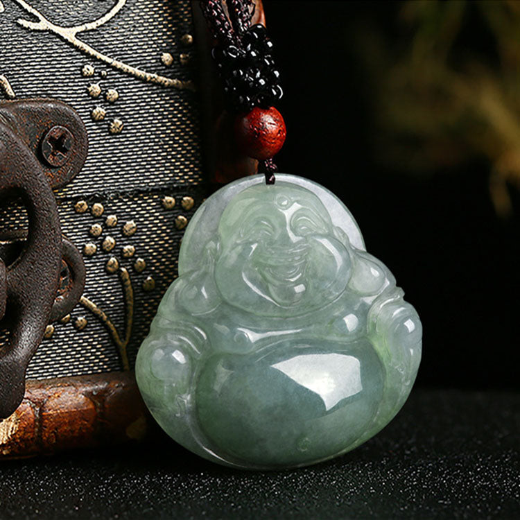 Jade Laughing Buddha Necklace - Necklace - Inner Wisdom Store