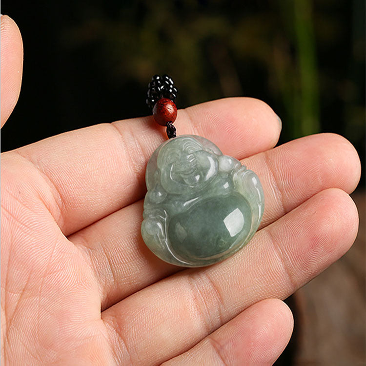 Jade Laughing Buddha Necklace - Necklace - Inner Wisdom Store