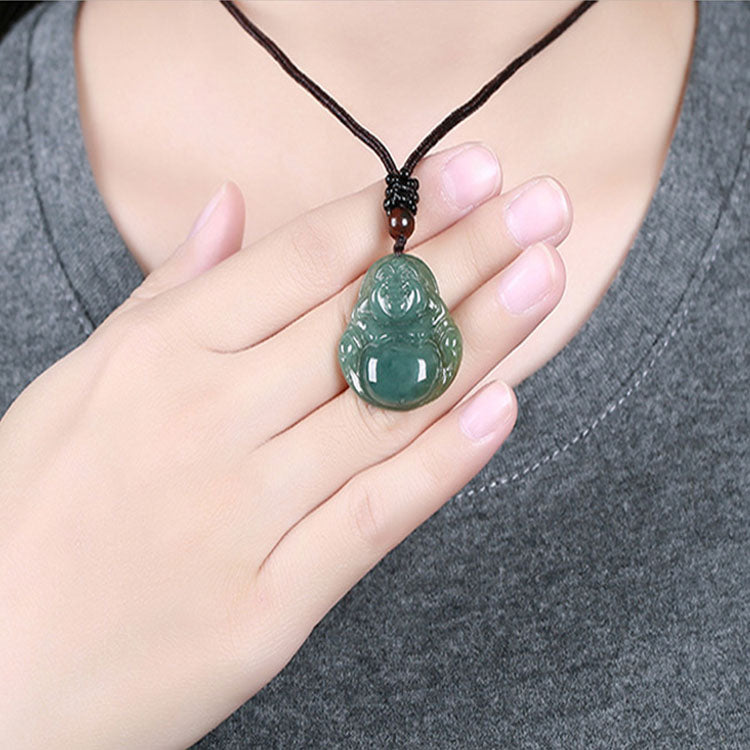 Jade Laughing Buddha Necklace - Necklace - Inner Wisdom Store