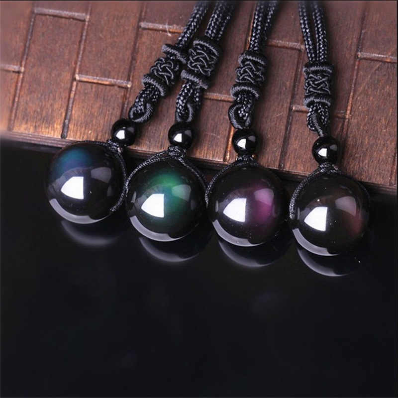 Rainbow Eye Obsidian Sphere Pendant Necklace - Necklace - Inner Wisdom Store