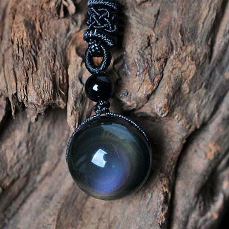 Rainbow Eye Obsidian Sphere Pendant Necklace - Necklace - Inner Wisdom Store