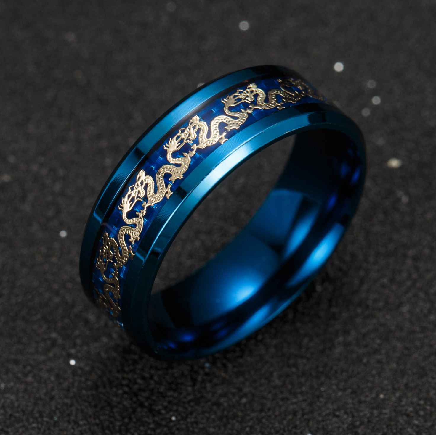 Lucky Chinese Dragon Inlay Ring - Ring - Inner Wisdom Store