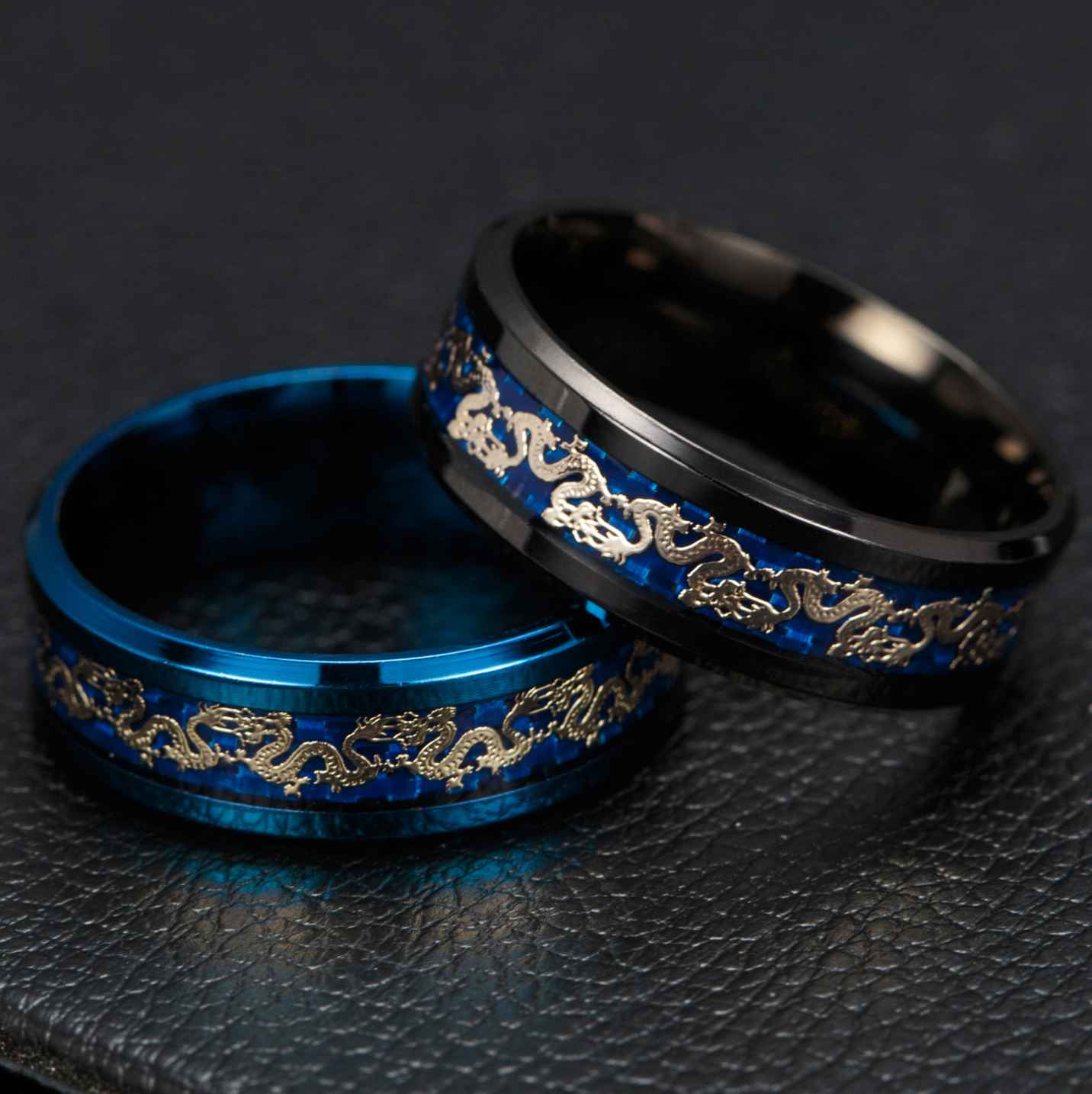 Lucky Chinese Dragon Inlay Ring - Ring - Inner Wisdom Store