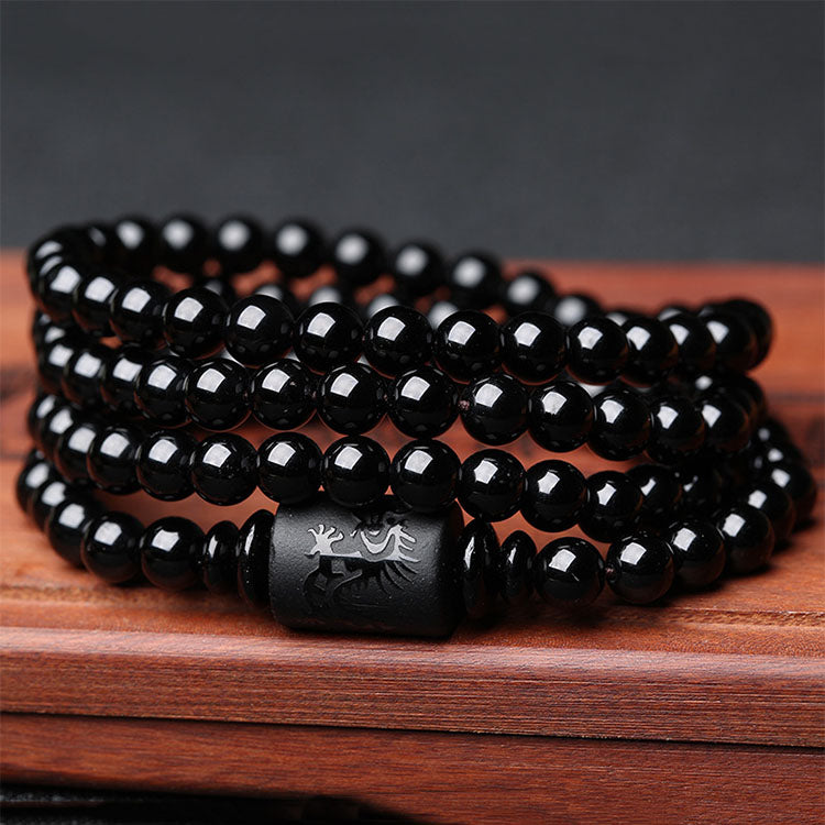 Dragon and Phoenix Obsidian Bracelet Set - For Couples - Inner Wisdom Store