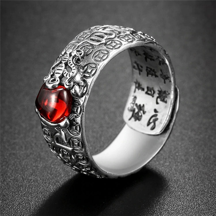 Red Garnet Stone Mantra Ring - Ring - Inner Wisdom Store