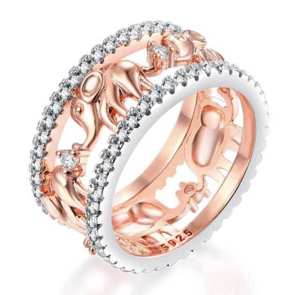 Stone Studded Elephant Ring - Ring - Inner Wisdom Store