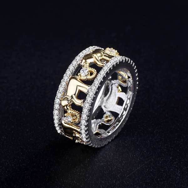 Stone Studded Elephant Ring - Ring - Inner Wisdom Store