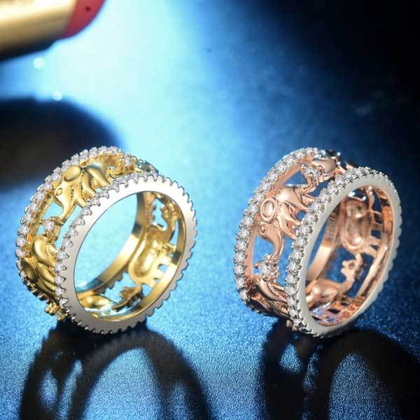 Stone Studded Elephant Ring - Ring - Inner Wisdom Store