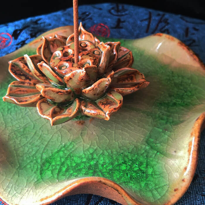Tibetan Lotus Ceramic Incense Stick Holder - Incense Burner - Inner Wisdom Store