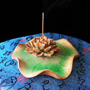 Tibetan Lotus Ceramic Incense Stick Holder - Incense Burner - Inner Wisdom Store