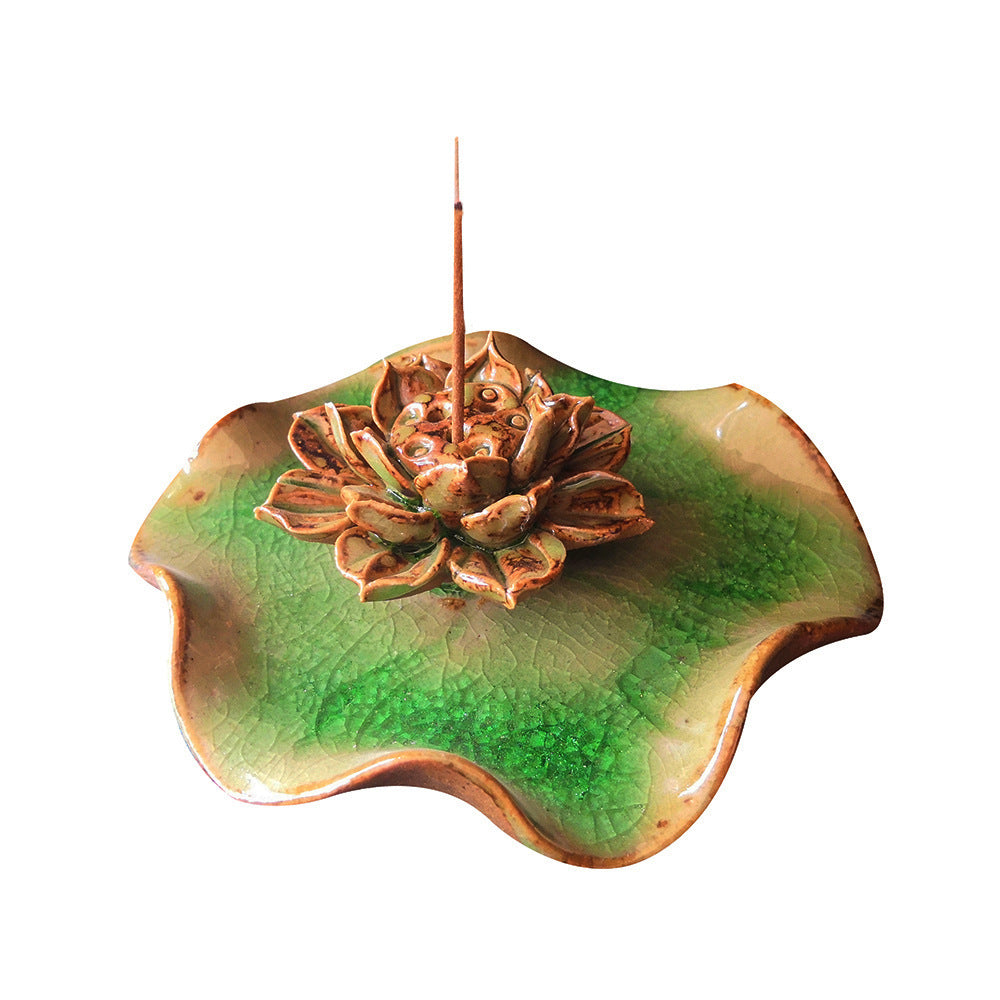 Tibetan Lotus Ceramic Incense Stick Holder - Incense Burner - Inner Wisdom Store