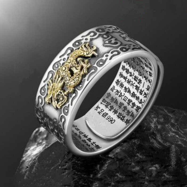 Feng Shui Dragon Mantra Ring - Ring - Inner Wisdom Store