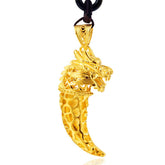 Lucky Golden Dragon Wolf Tooth Pendant Necklace - Necklace - Inner Wisdom Store